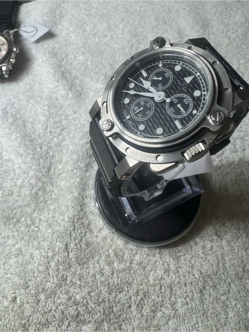 Nautica Men's Black Dial Stainless Steel Chronograph Watch